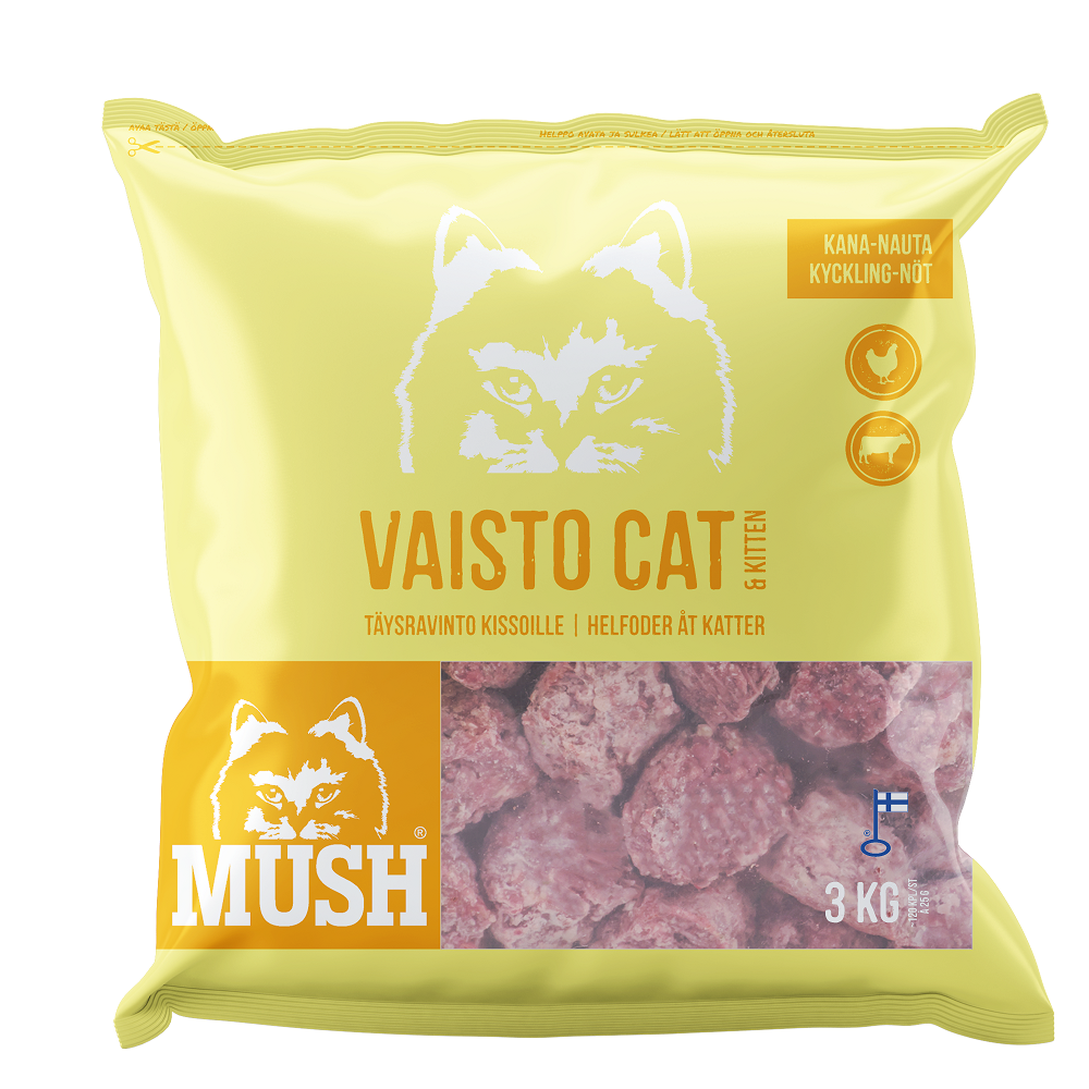 MUSH Vaisto Cat keltainen kana-nauta 3 x 3 kg